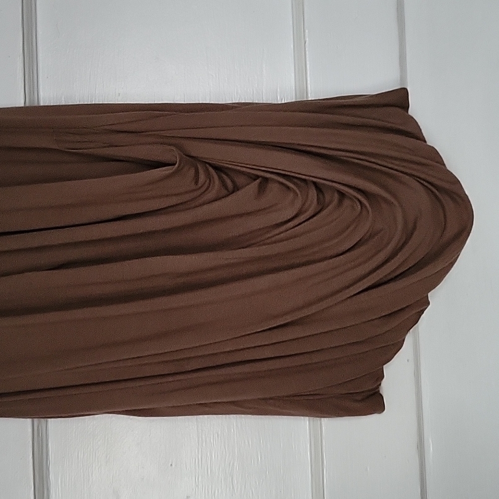 Peruvian Connection Draped Roll Hem Rosette Midi … - image 3